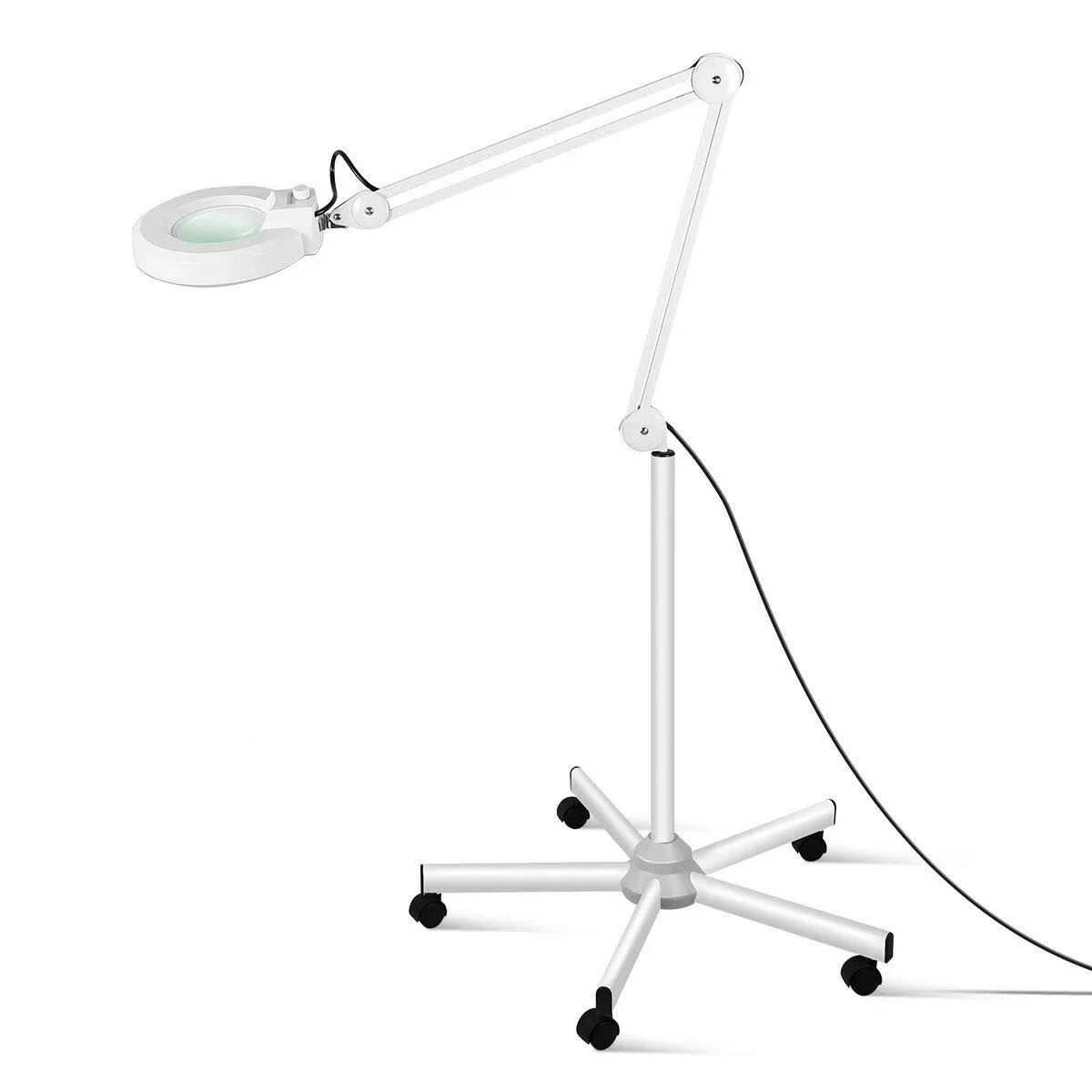 Innqoo LED Floor Lamp, LED Esthetician Light, Magnifying Glass with Light, Lighted Magnifier for Reading, Crafts & Pro Tasks, Adjustable & Dimmable