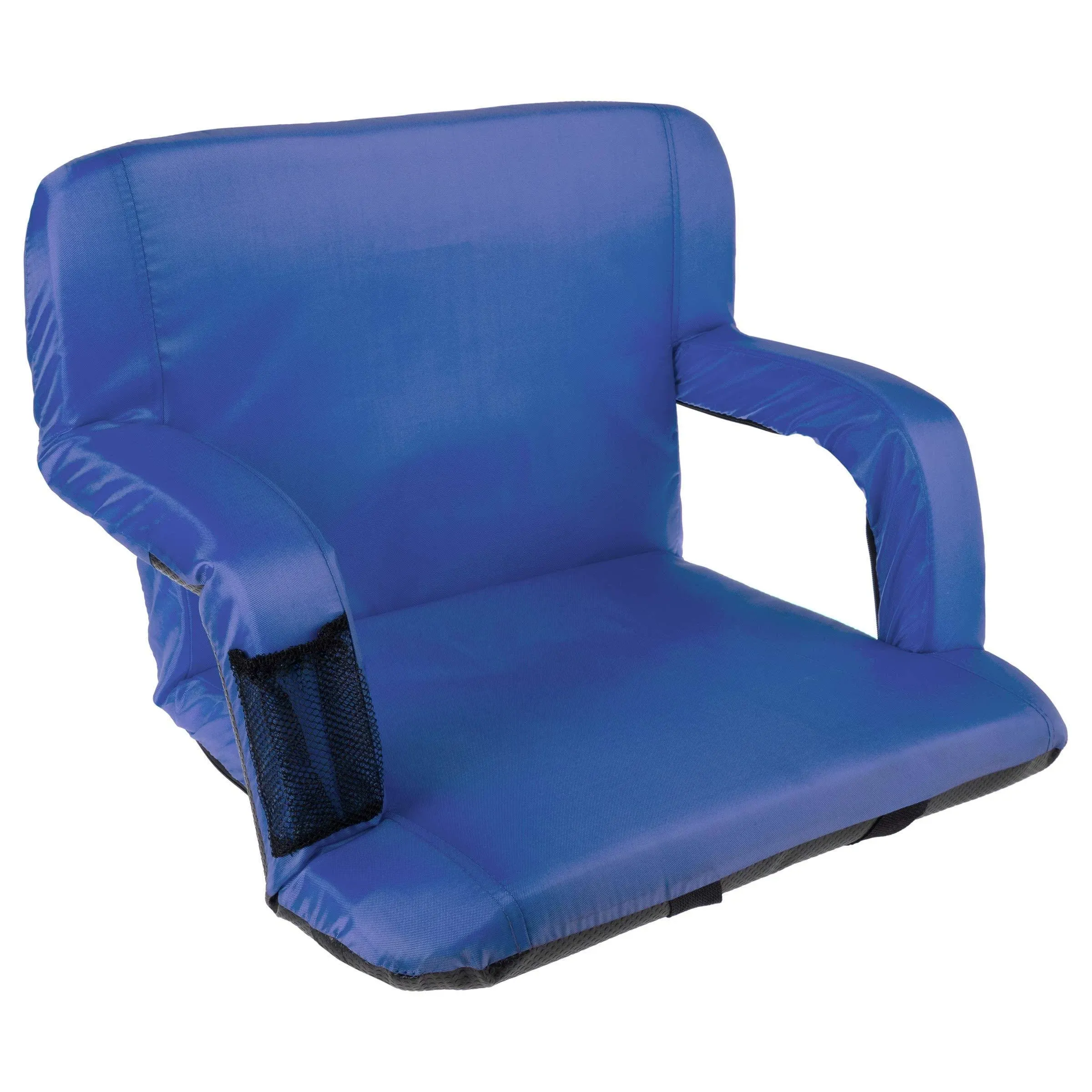 blue Wide Stadium Seat Chairbleacher Cushion With Padded Back Support Armrests 