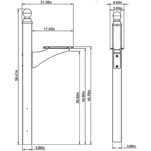 Gibraltar Mailboxes Landover 56.4 in. Powder Coated Black Aluminum/Steel Mailbox Post