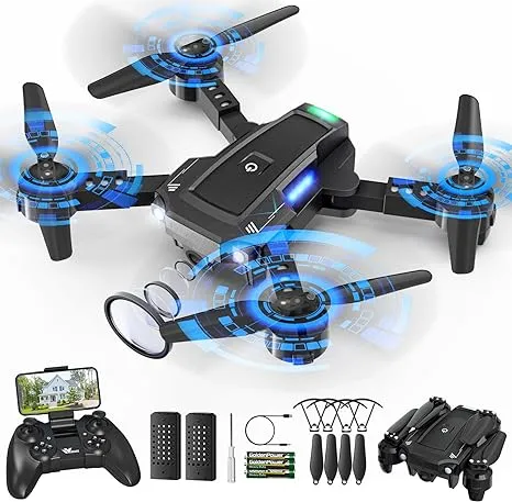 ATTOP Drone with Camera - 1080P HD FPV Camera Drone for Kids, One Key Start, Voice Control, Gestures Selfie, Foldable RC Quadcopter w/Altitude Hold, 3D Flips, 2 Batteries, Toy Gift for Boys Girls