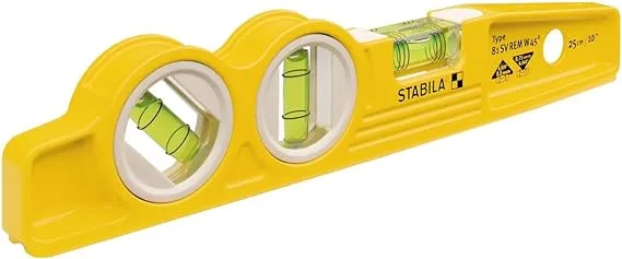 Stabila 25245 - Die Cast Magnetic Torpedo with 45 degree vial and V-groove frame