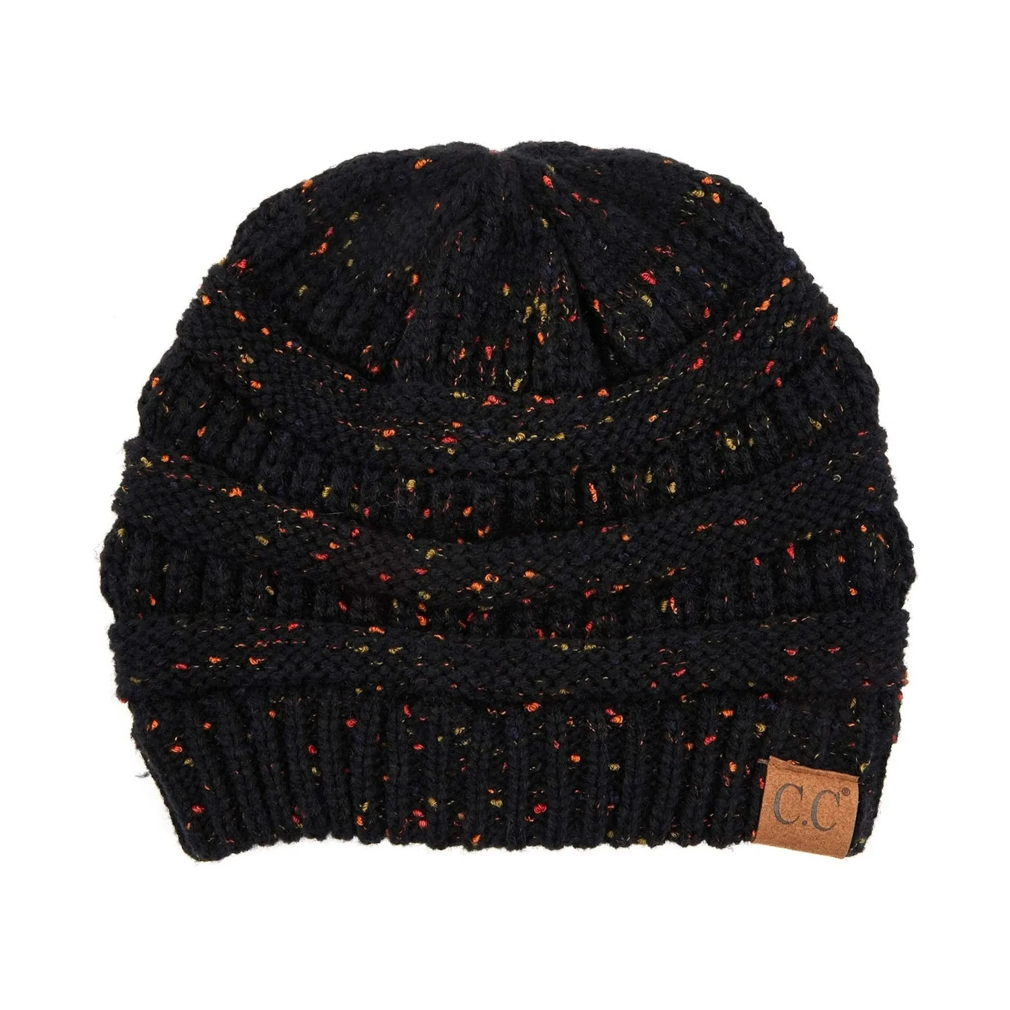 C.C Cable Knit Confetti Beanie-Dark Melange Grey