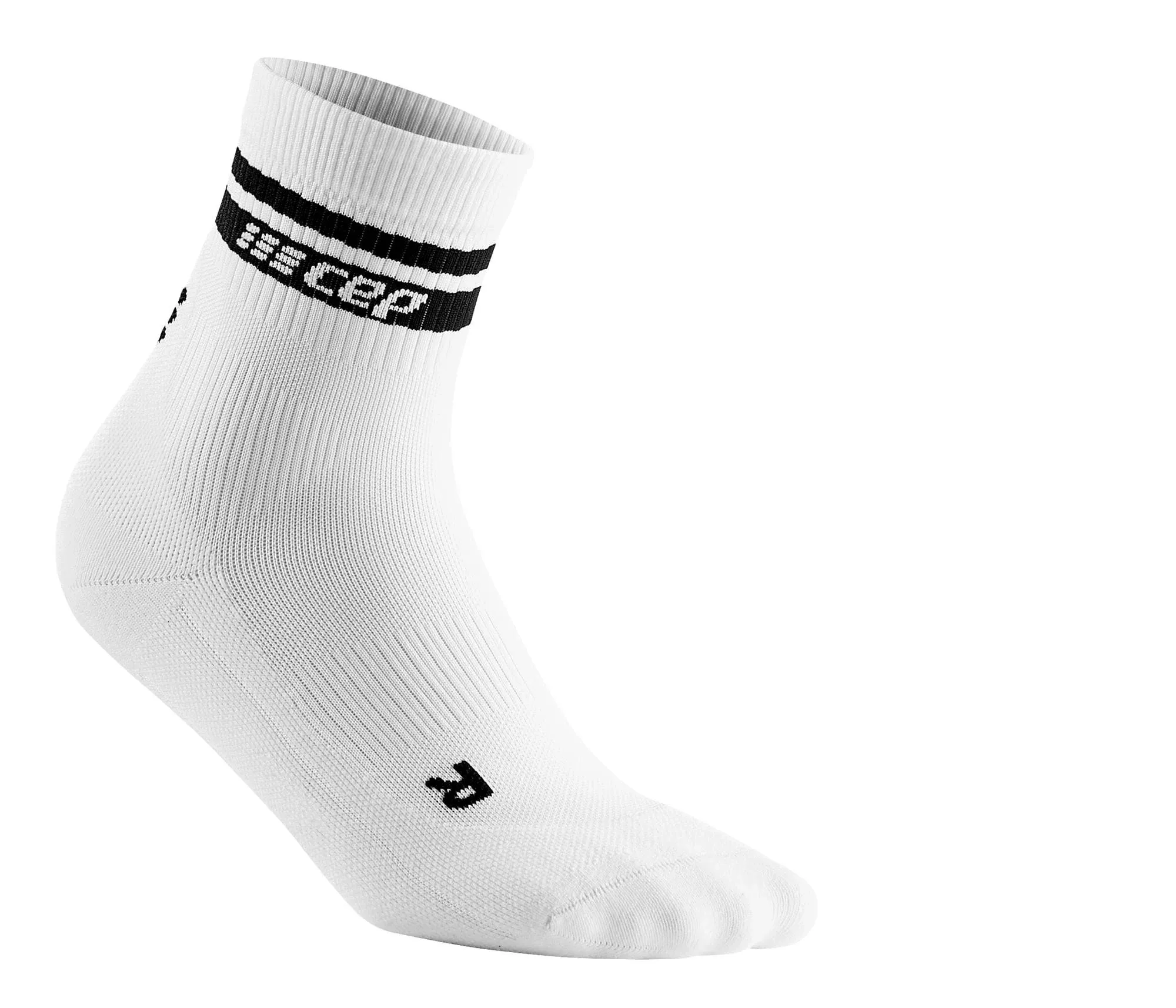 CEP Men's 80's Compression Mid Cut Socks White/Black III