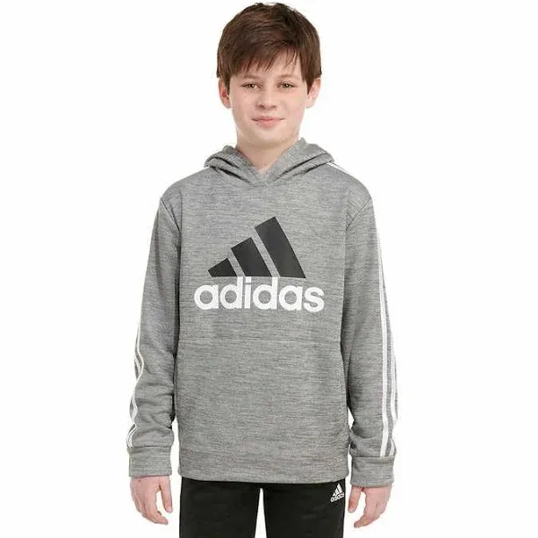 adidas Boy&#039;s (Kids) Charcoal Grey Essential Fleece Hoodie (AA7834) Sizes S/L/XL