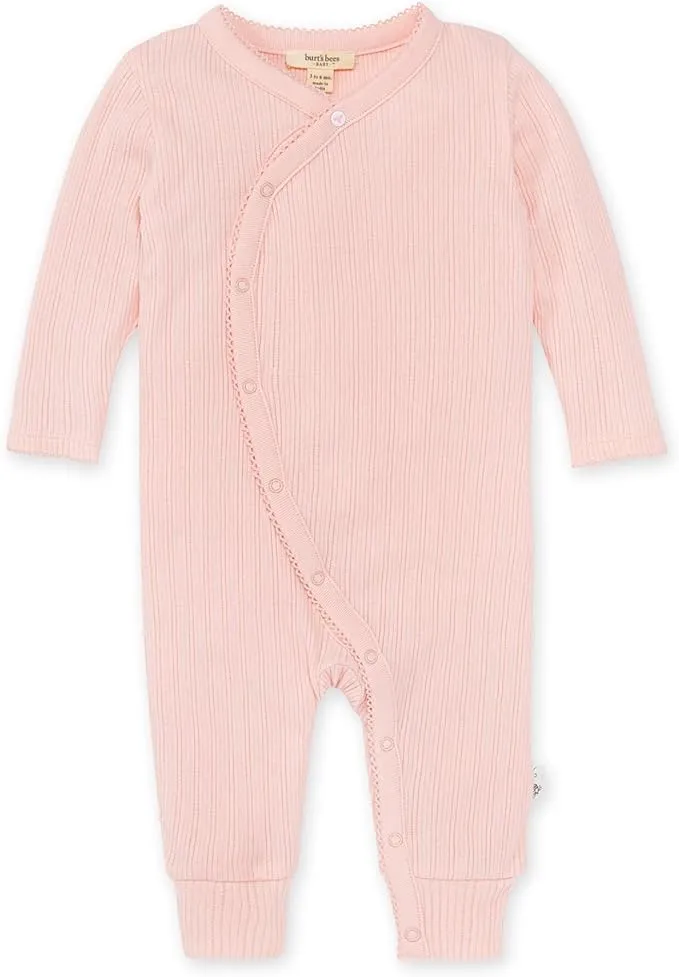 Burt's Bees Organic Baby Micro Stripe Jumpsuit & Knot Top Hat Set Dawn 0_3