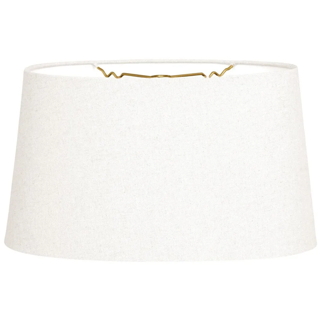 Royal Designs Shallow Oval Hardback Lamp Shade, Linen White, 12 x 14 x 8.5