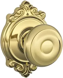 Schlage Lifetime Brass Passage Georgian Style Knob with Brookshire Rose