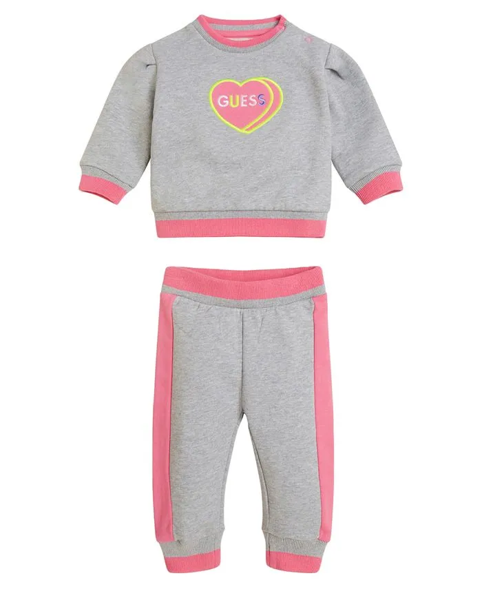 Baby Girls Fleece Sweatshirt and Joggers, 2 Piece Set