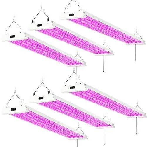 Sunco 6 Pack 4FT LED Grow Lights Full Spectrum for Indoor Plants 80W, Integrated Suspended Fixture Plug in Linkable, for Indoor Greenhouse Year Round Plant Seedling Grow Lamp Super Bright