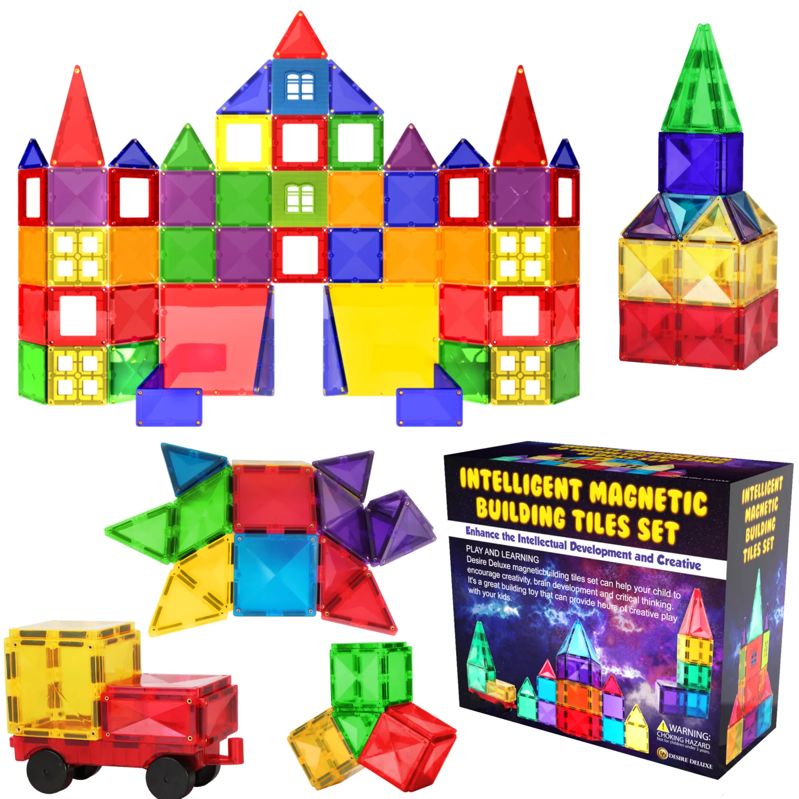 Desire Deluxe Magnetic Building Blocks Tiles Stem Toy Set 57PC Kids