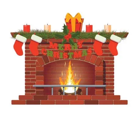 Merry Christmas Fireplace Decor Design Home Art Chimney Vinyl Wall Decal Sticker