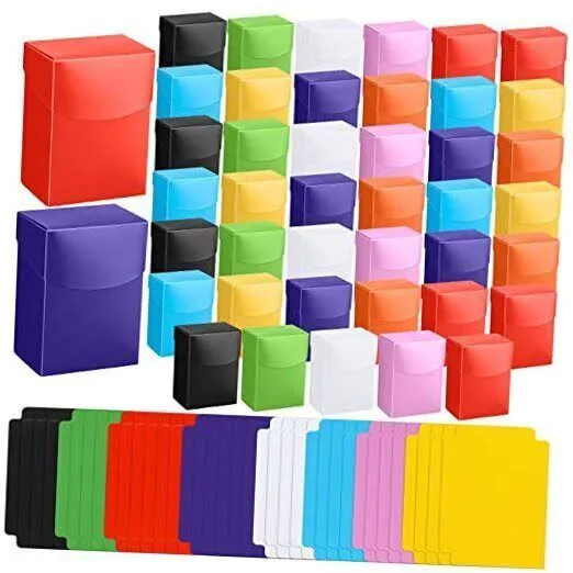 80 Pcs Deck Cards Boxes with Dividers, 40 Trading Card Storage Box and 40 