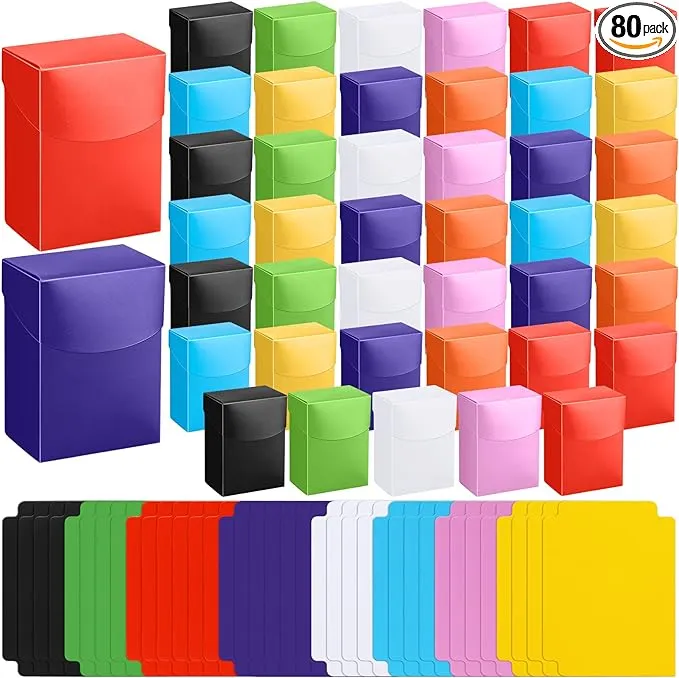 80 Pcs Deck Cards Boxes with Dividers, 40 Trading Card Storage Box and 40 Dividers, Plastic Card Deck Cases Storage Organizer Carrying Case for Games Card Playing Card Trading Cards Sports Cards