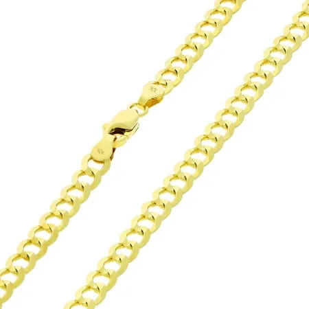 Nuragold 10k Yellow Gold 5mm Solid Cuban Curb Link Chain Pendant Necklace Mens Womens Jewelry 16 18 20 22 24 26 28 30