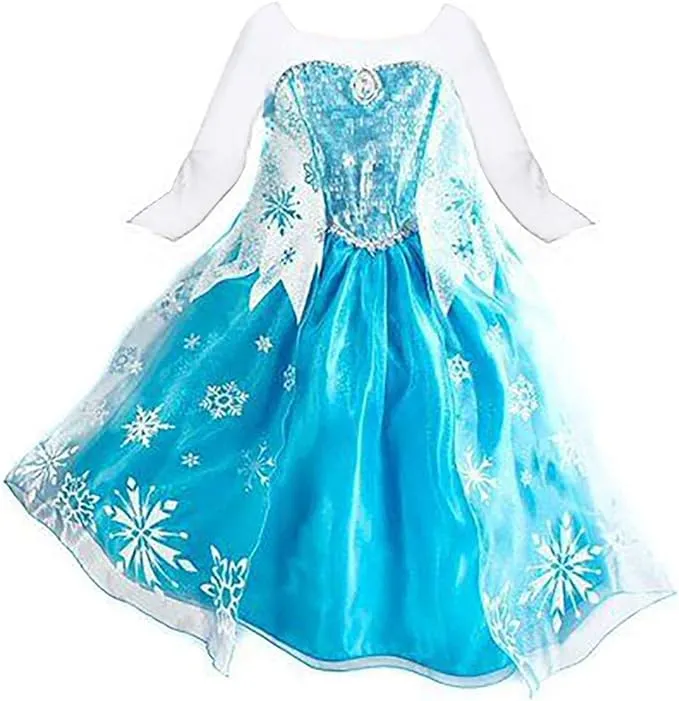 LOEL Princess Costume Blue Dress, Christmas Party Dress up for Little Girls