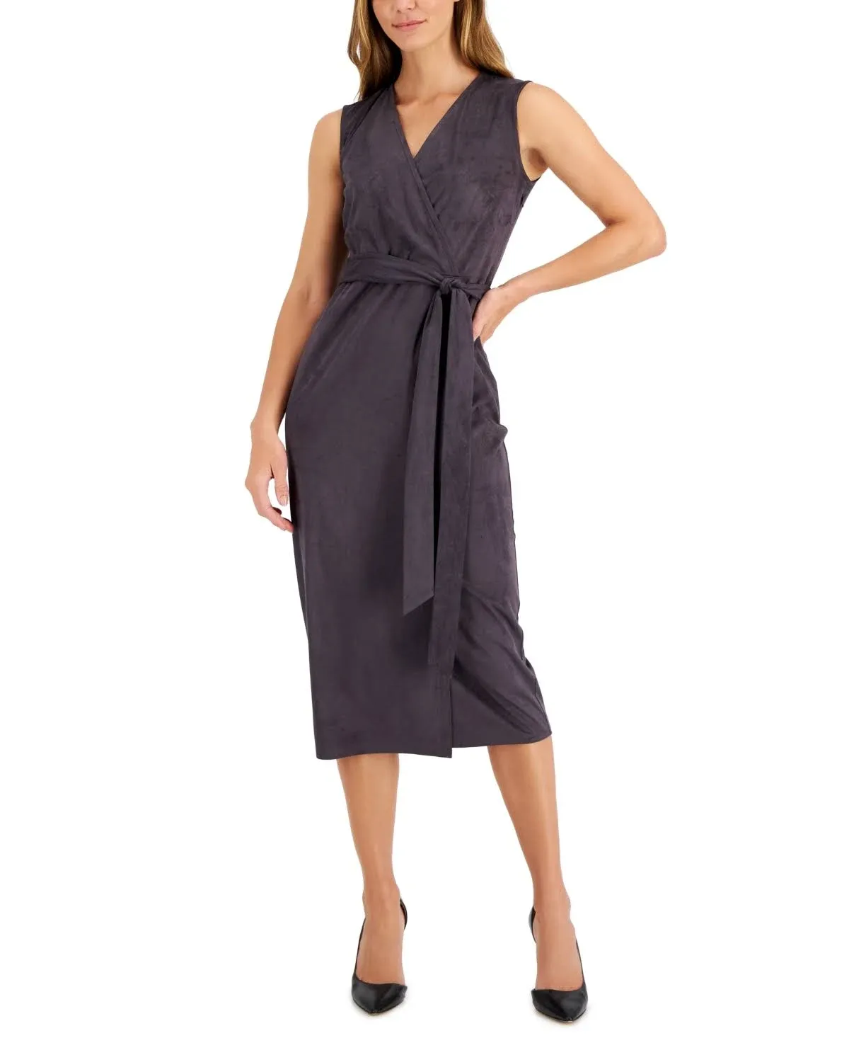 Anne Klein Women's Sleeveless Faux Wrap Dress