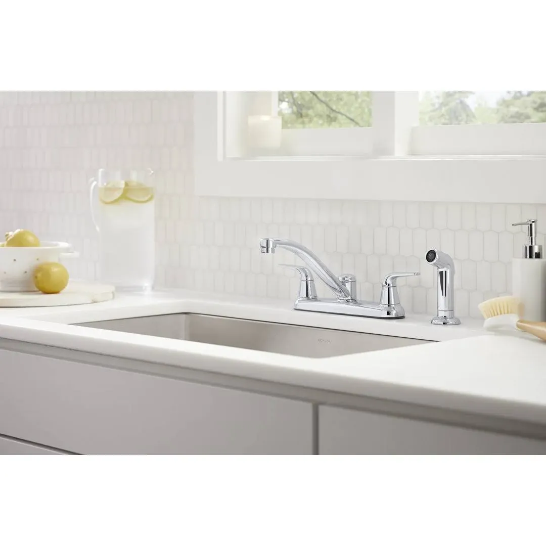 Kohler Jolt Two-Handle Kitchen Sink Faucet with Side Sprayer