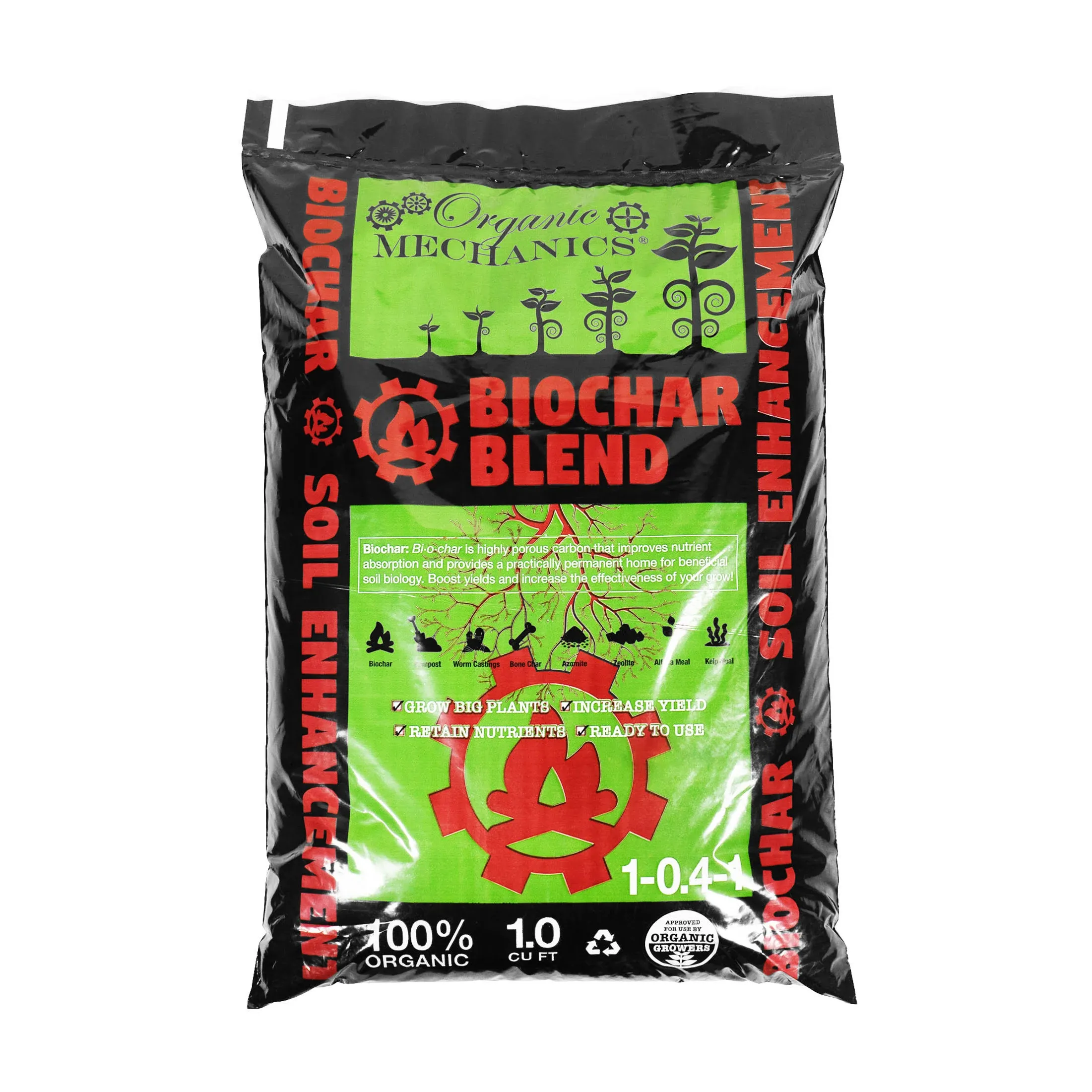 Organic Mechanics 1-0.4-1 Biochar Blend, 1 Cu ft