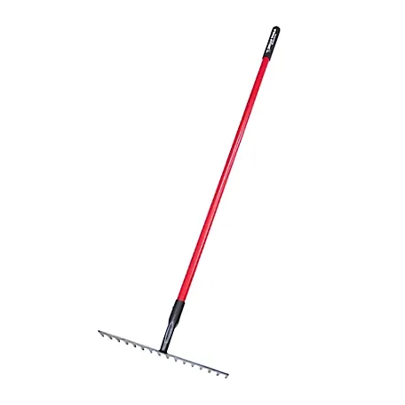 Bully Tools 92369 18" Stone Rake with 66" Fiberglass Handle