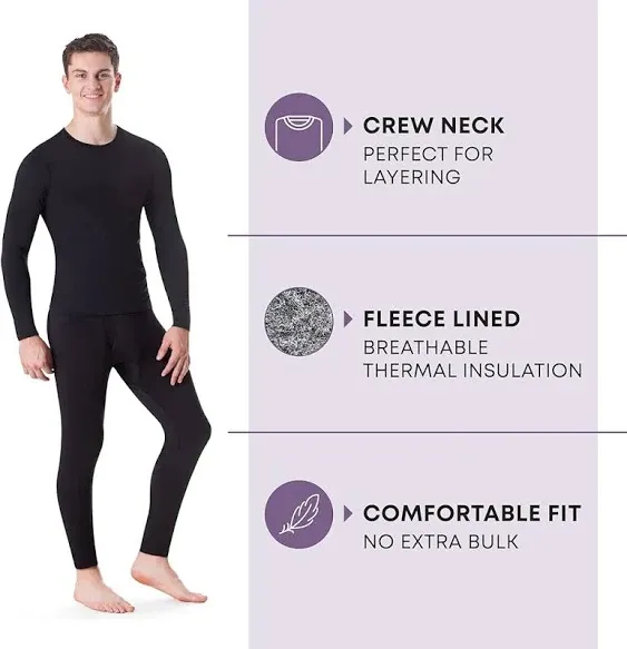 Rocky Thermal Underwear for Men (Thermal Long Johns Set) Shirt & Pants, Base ...