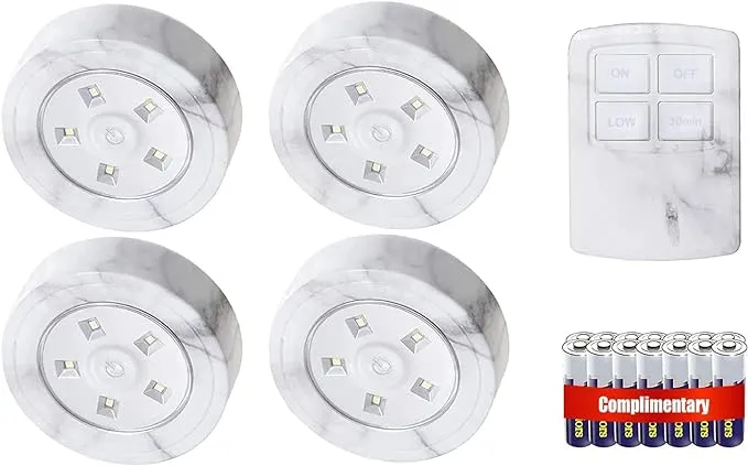 happetite LED Puck Lights with Wireless Remote Dimmable Under Cabinet Lights ...