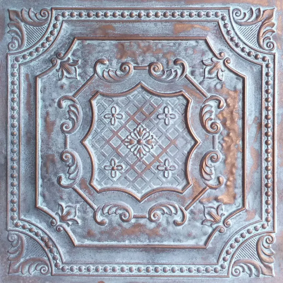 Elizabethan Shield Weathered Copper 2 ft. x 2 ft. PVC Glue Up or Lay in Ceiling ...