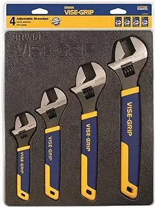 Irwin 4PC ADJ Wrench Tray Set-6" 8" 10" + 12"