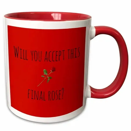 3dRose will you accept this final rose picture of rose black lettering - Two Tone Red Mug 11-ounce