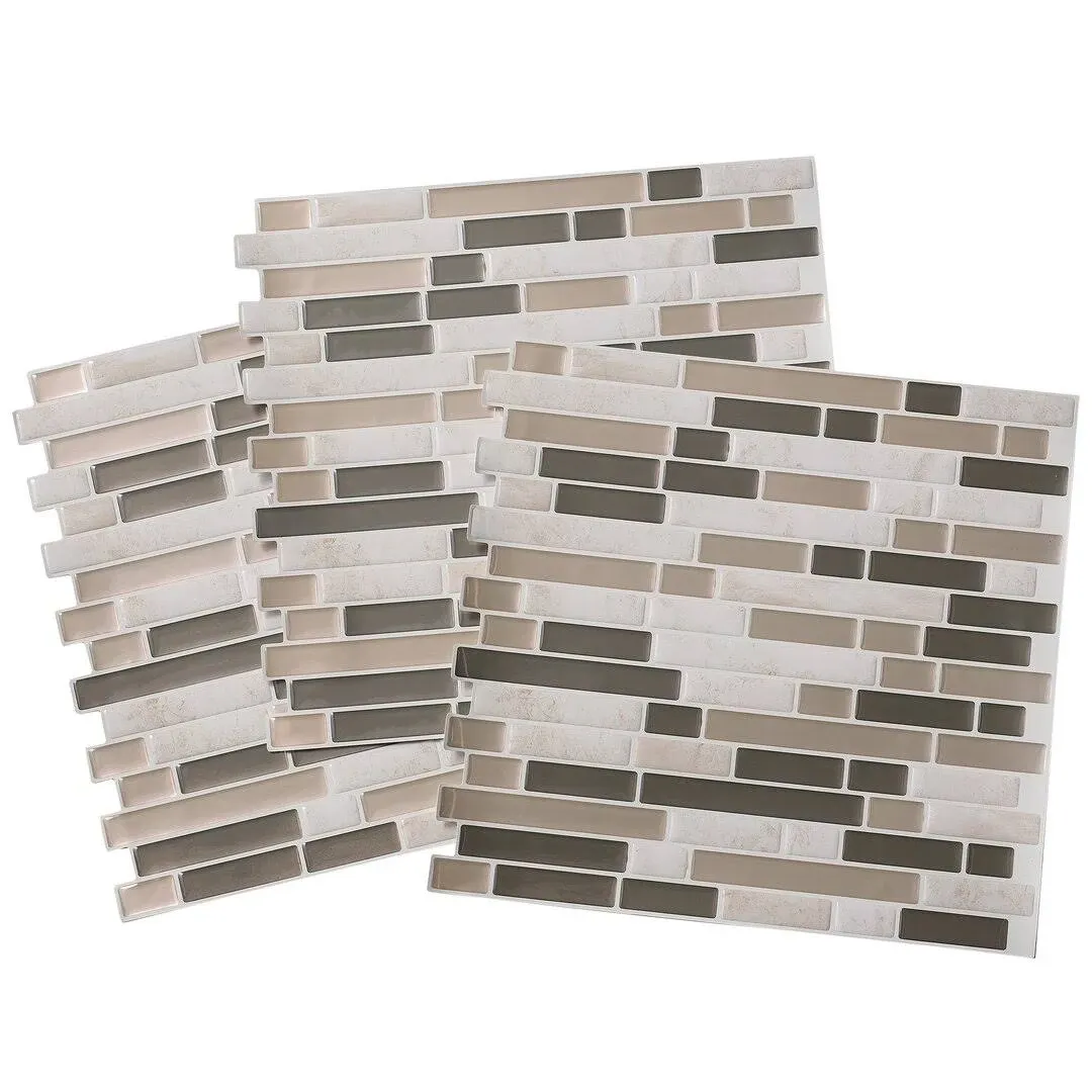 Tack Tile Peel & Stick Vinyl Backsplash (Pack of 3) - Small Mosaic Brown