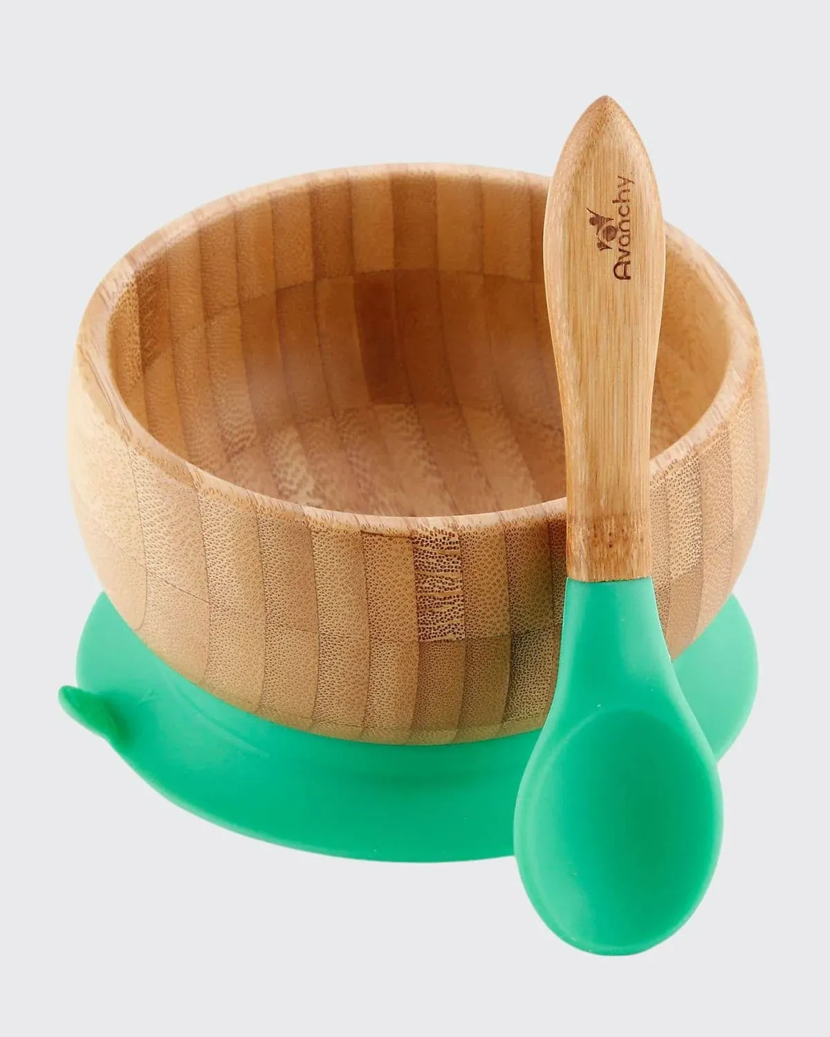 Avanchy Bamboo Suction Baby Bowl and Spoon - Blue