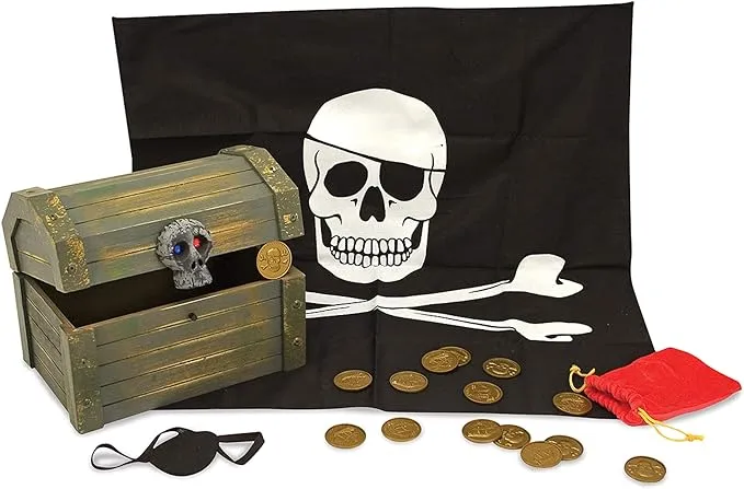 Melissa & Doug Wooden Pirate Chest Pretend Play Set