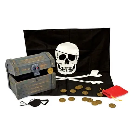 Melissa & Doug Wooden Pirate Chest Pretend Play Set