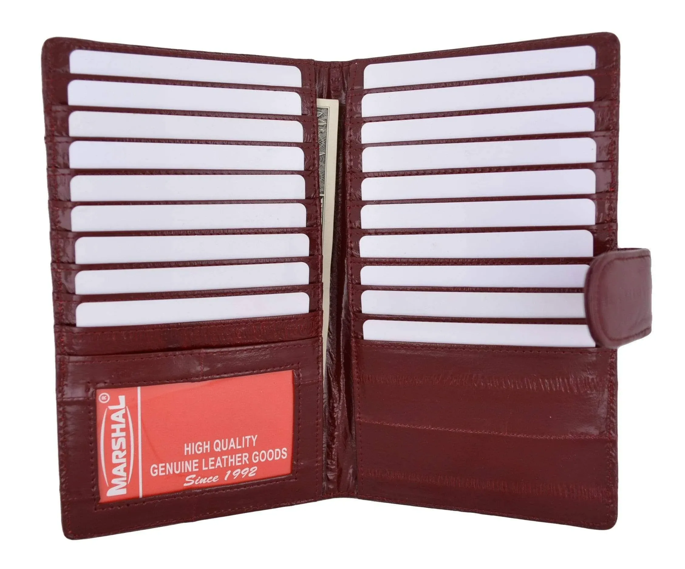 Marshal Eel Skin Leather Credit Card Holder Wallet 19 Card Slots & 1 ID Window ...