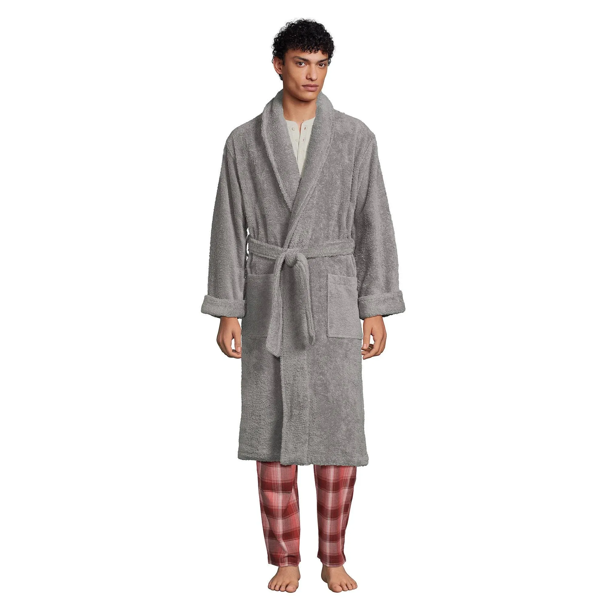 Lands' End Men's Calf Length Turkish Terry Robe