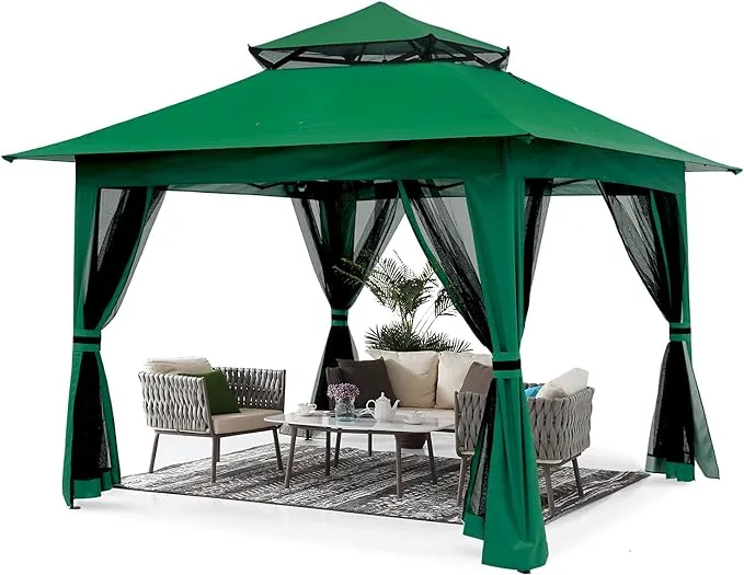 ABCCANOPY Pop Up Gazebo 13x13 - Outdoor Canopy Tent with Mosquito Netting for Patio Garden Backyard (Khaki)