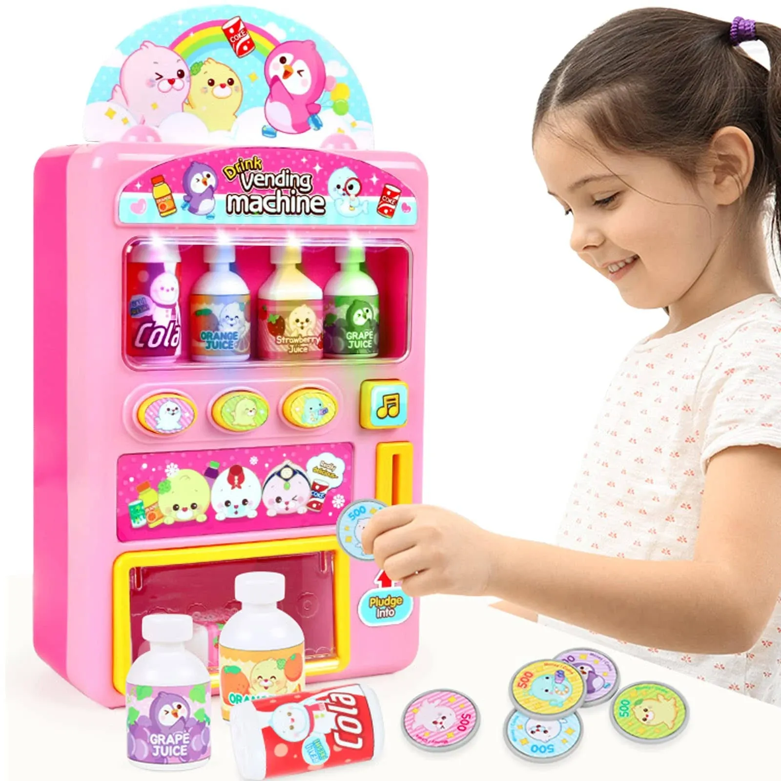 Woleigiao Interactive Drink Vending Machine Toy Pretend Play Electronic Drink ...