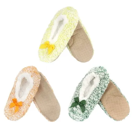 Women s Fuzzy Warm Comfort Cozy Soft Fleece Lined Colorful Anti-Slip Grip Slippers - Assortment D 3 Pairs Size Large