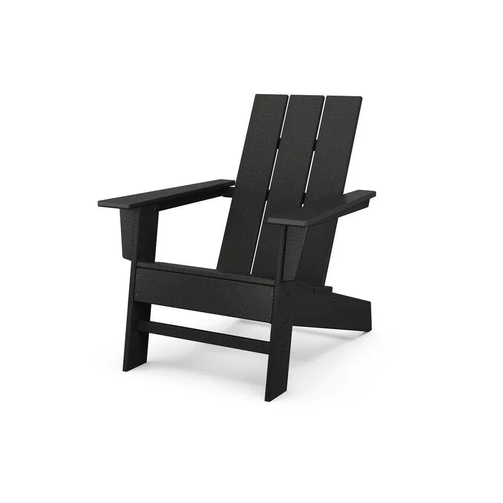 POLYWOOD Grant Park Black Modern Plastic Outdoor Patio Adirondack Chair