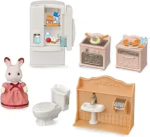 Calico Critters Playful Starter Furniture Set, Toy Dollhouse Furniture and Accessories Set with Figure Included