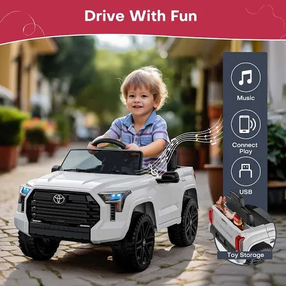 TEOAYEAH 12V Ride on Truck, Battery Powered Electric Car for Kids, Ride on Toys w/Parent Remote Control, Kids Electric Vehicles with Wireless Music, Storage Space, Licensed Toyota Tundra- Pink