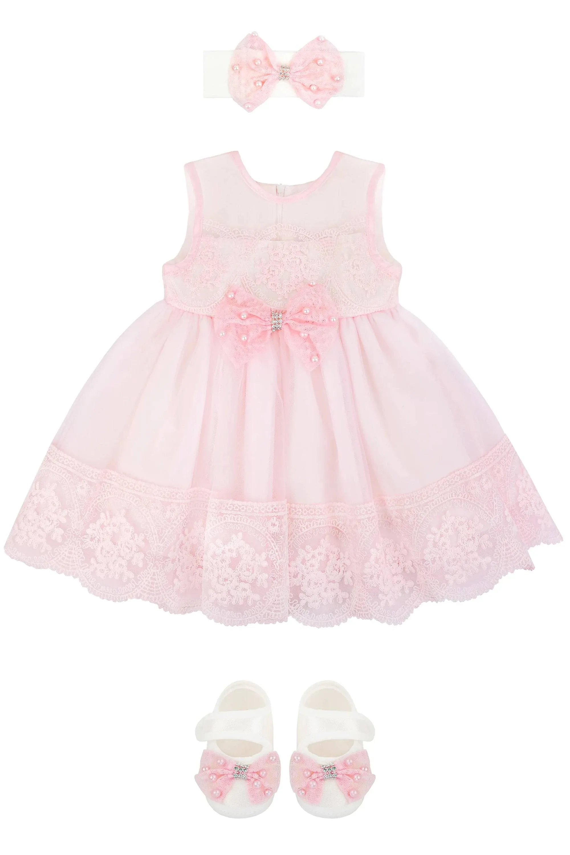 T.F. Taffy Baby Girl Newborn Pink Embroidered Princess Dress Gown 6 Piece Deluxe ...