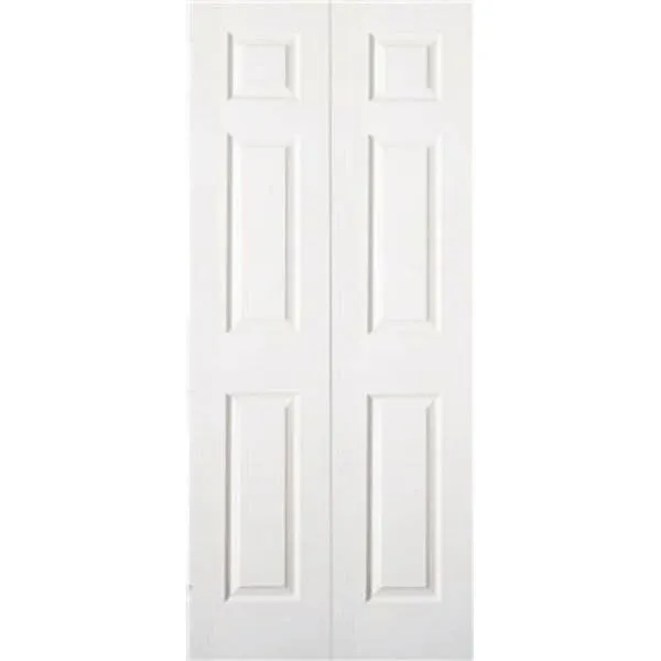 Masonite 0201610360792VVV030010 Primed White 36 x 80" Bi-Fold 6-Panel Door