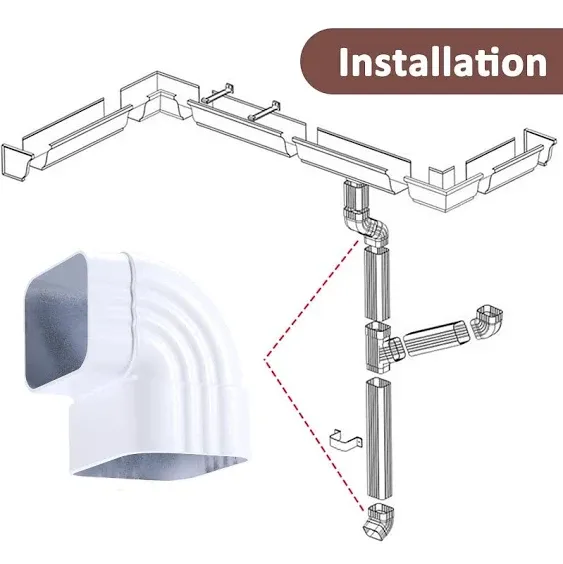 Gutter Elbows 2x3,90 Degree Gutter Elbow, Downspout Elbow, 90 Gutter Elbow，Roofing Gutter Downspout Elbows (Style A)