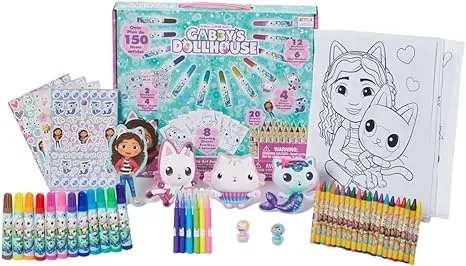 Innovative Designs Gabby's Dollhouse Coloring Art Set for Kids with Stickers and Stampers, 150+ Pieces