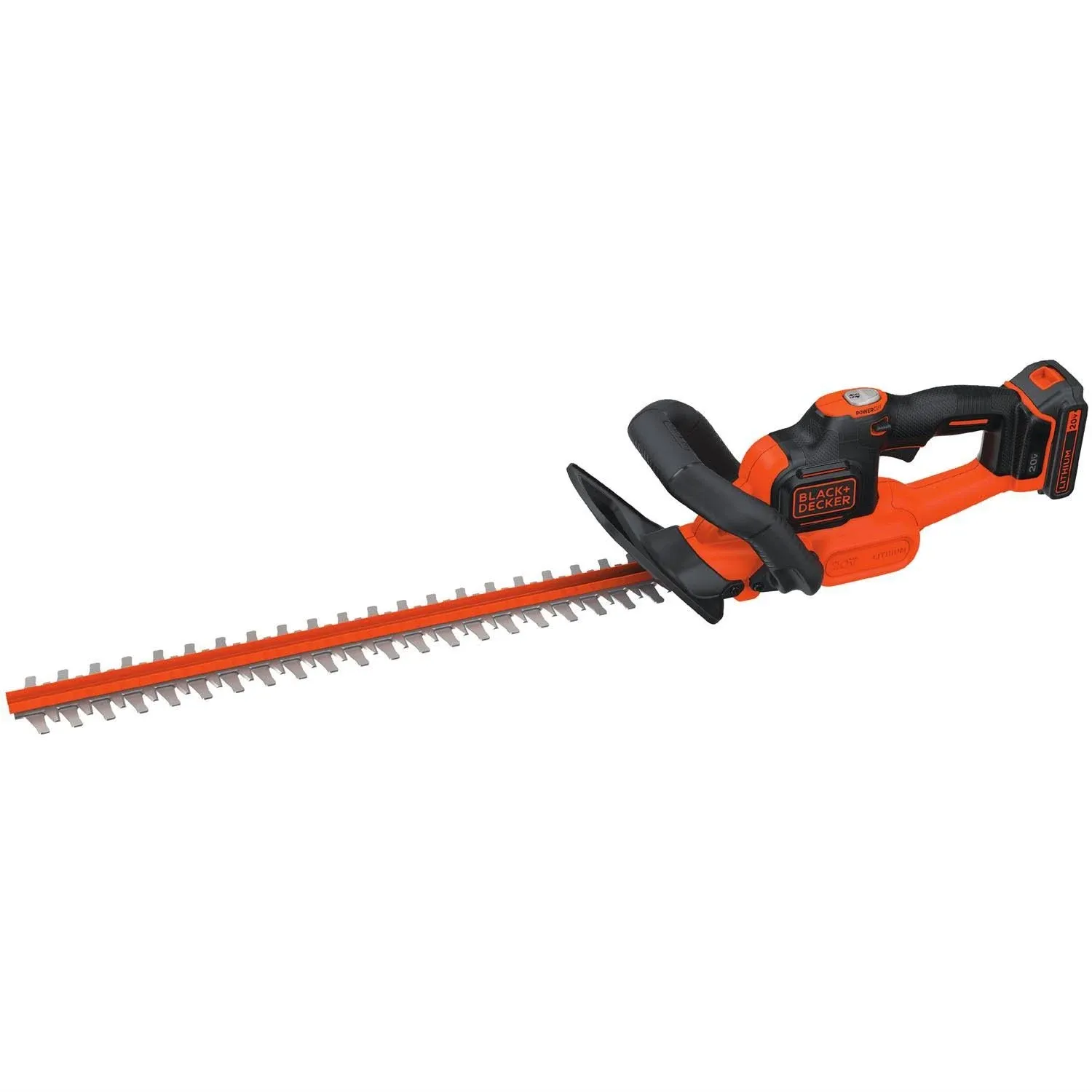 Black+Decker LHT321 Powercut Hedge Trimmer Set, 20 V Battery, Lithium-Ion Battery, 3/4 in Cutting Capacity Black/Orange