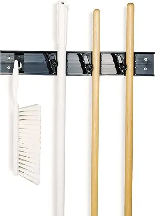 Carlisle FoodService Products 4073100 Roll 'N Grip Mop, Broom and Tool Holder / Storage System, 3 Positions + 1 Hook