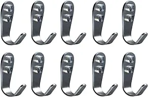 Deezio Extra Strong Stainless Steel Screw Single Hooks, Coat Hooks, Hat Hooks, Wall Hooks, Bath Towel Hook, Kitchen Hooks, Heavy Duty Wall Mount Hooks (Pack of 10)