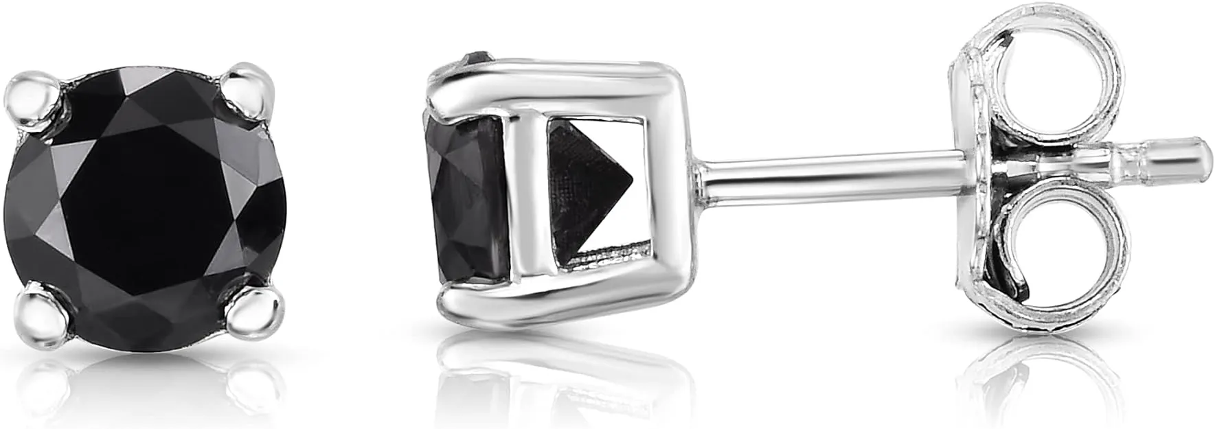 Natalia Drake Round Cut Black Diamond Stud 925 Sterling Silver Earrings for Men or Women