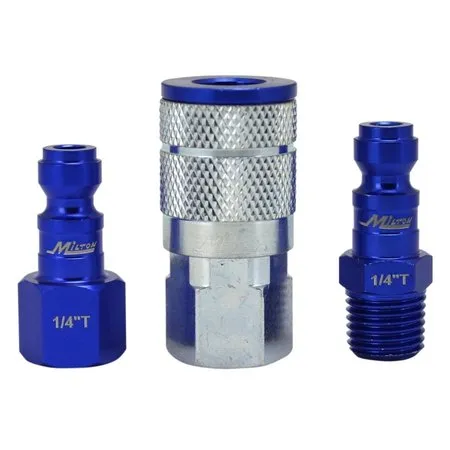 3 Piece T-Style Colorfit Coupler & Plug Kit with 0.25 in. NPT - Blue