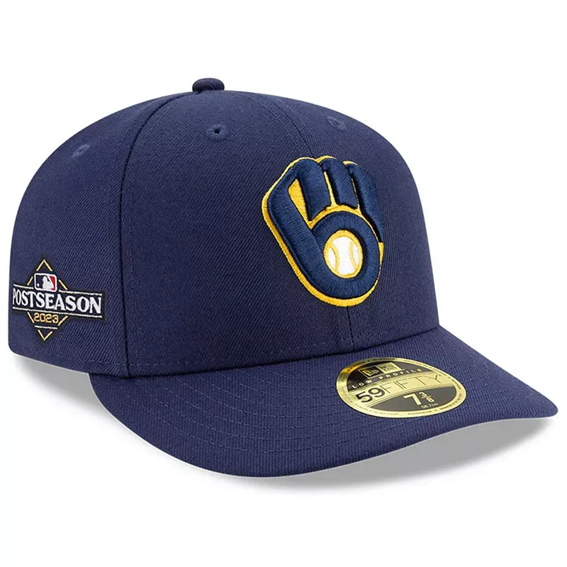 Men's New Era Navy Milwaukee Brewers 2023 Postseason Low Profile 59FIFTY Fitted Hat, Size: 7 3/8, Blue